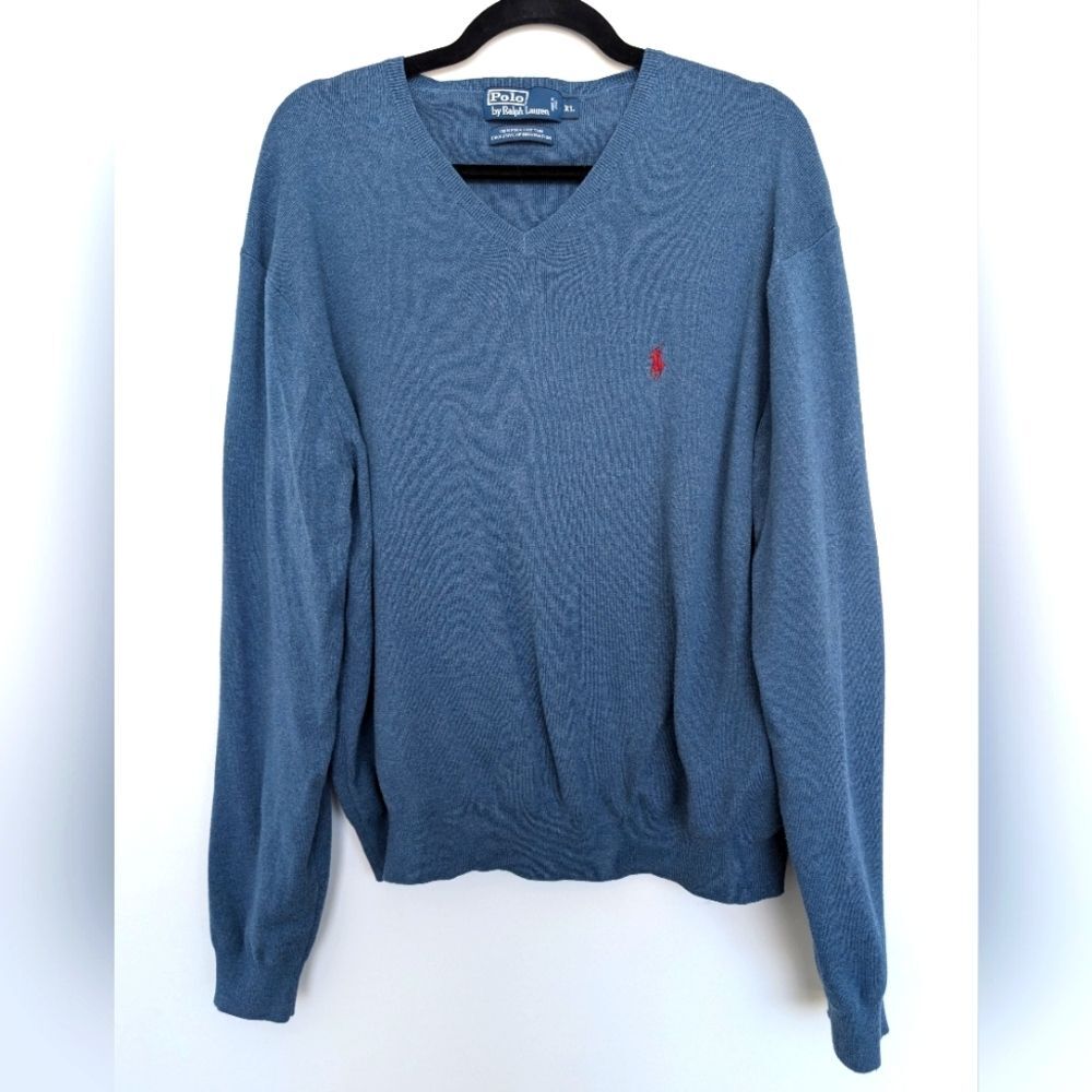 Polo Ralph Lauren 100% Pima Cotton V Neck Sweater Sz XL Unisex